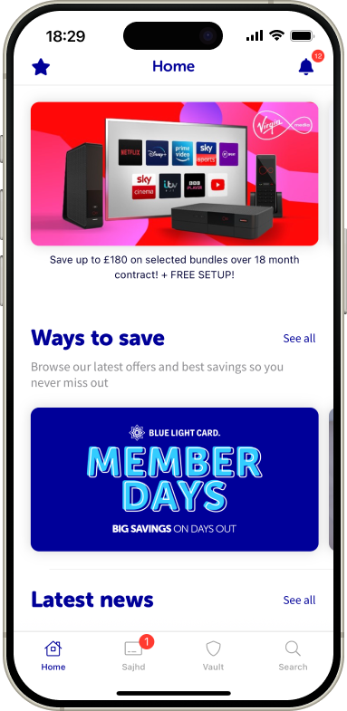A UI design of the Blue Light Cars homescreen