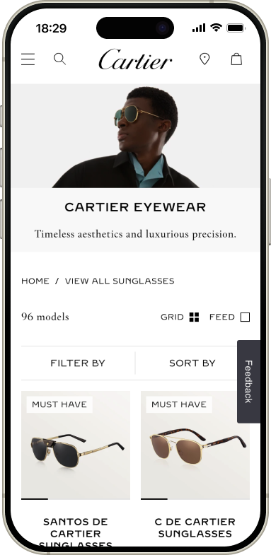 A UI design of the Cartier homepage