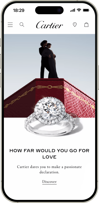 A UI design of the Cartier homepage